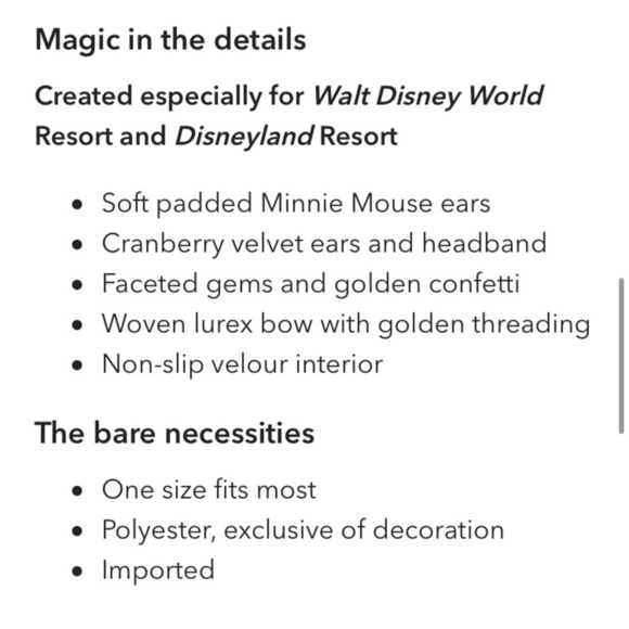 Minnie Mouse Cranberry Red Velvet Ears - Picture 3 of 6